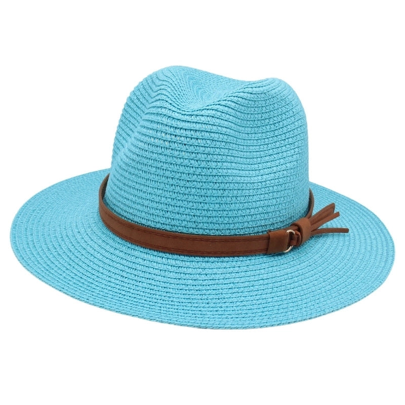 Unisex Pastoral Solid Color Wide Eaves Straw Hat