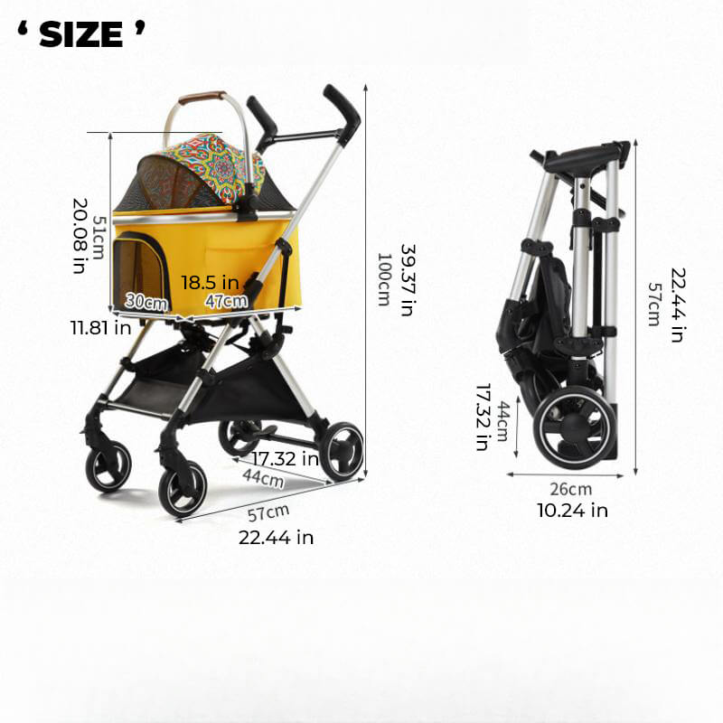 Multifunctional 2-in-1 Aluminum Alloy Pet Stroller - Ultra-Light & Detachable for Puppies