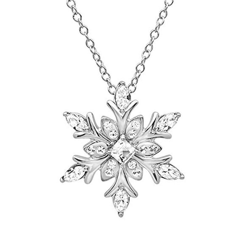 Fashion Snowflake Alloy Inlay Zircon Women's Earrings Necklace