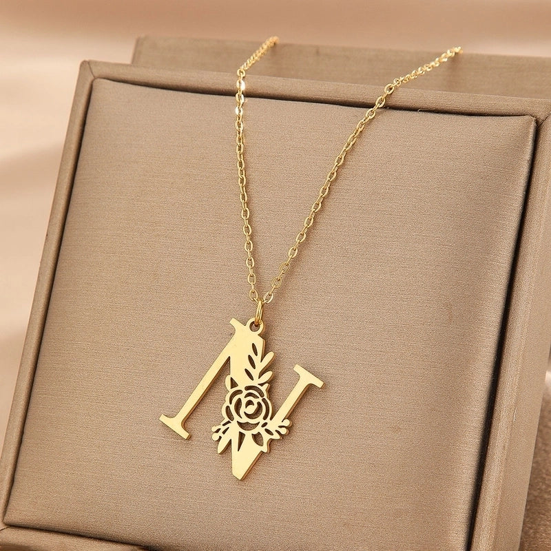 Basic Classic Style Letter Stainless Steel Plating Pendant Necklace