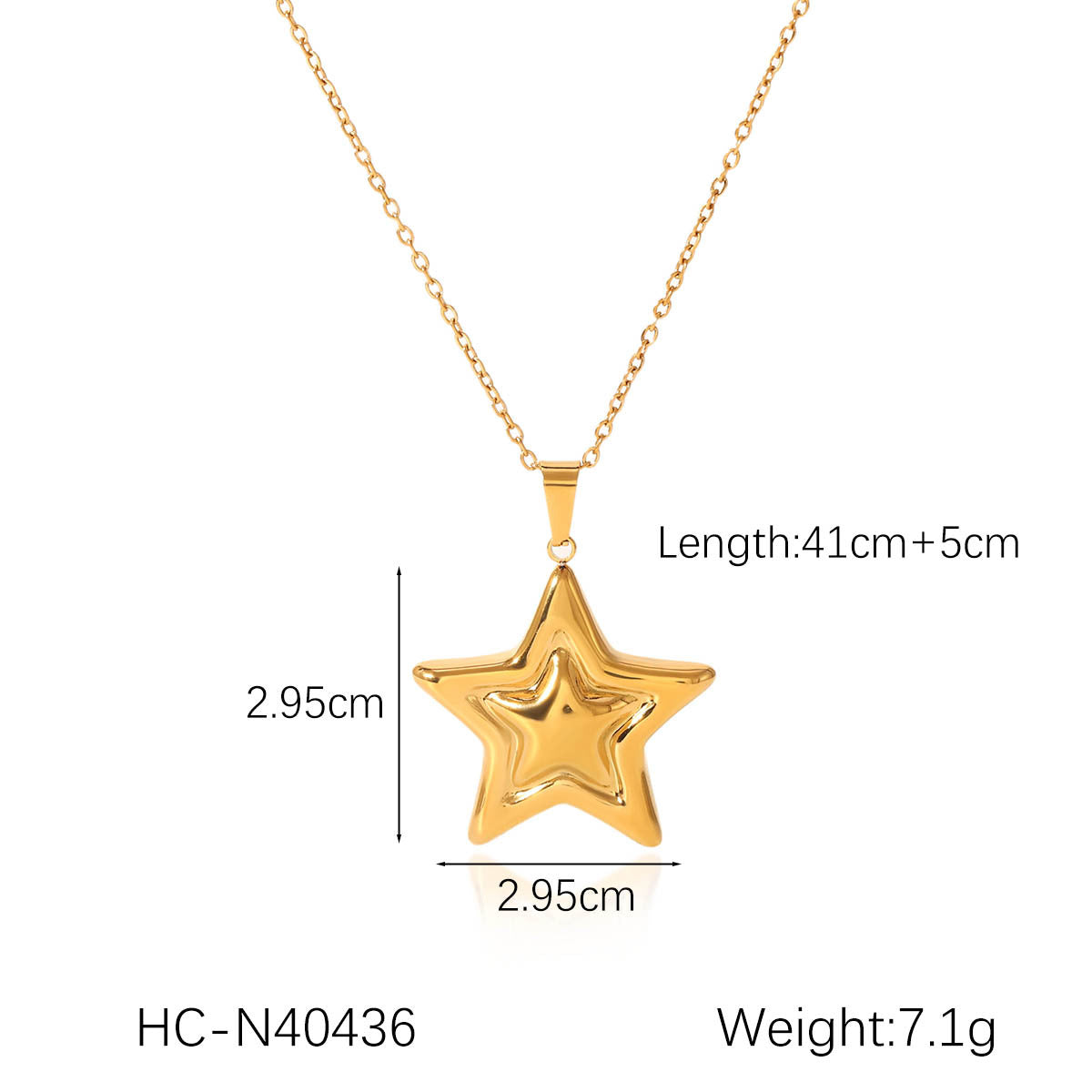 Stainless Steel Five-Pointed Star Pendant Necklace Gold And Silver Color Matching Star-Shaped Open Ring Titanium Steel Star Earrings