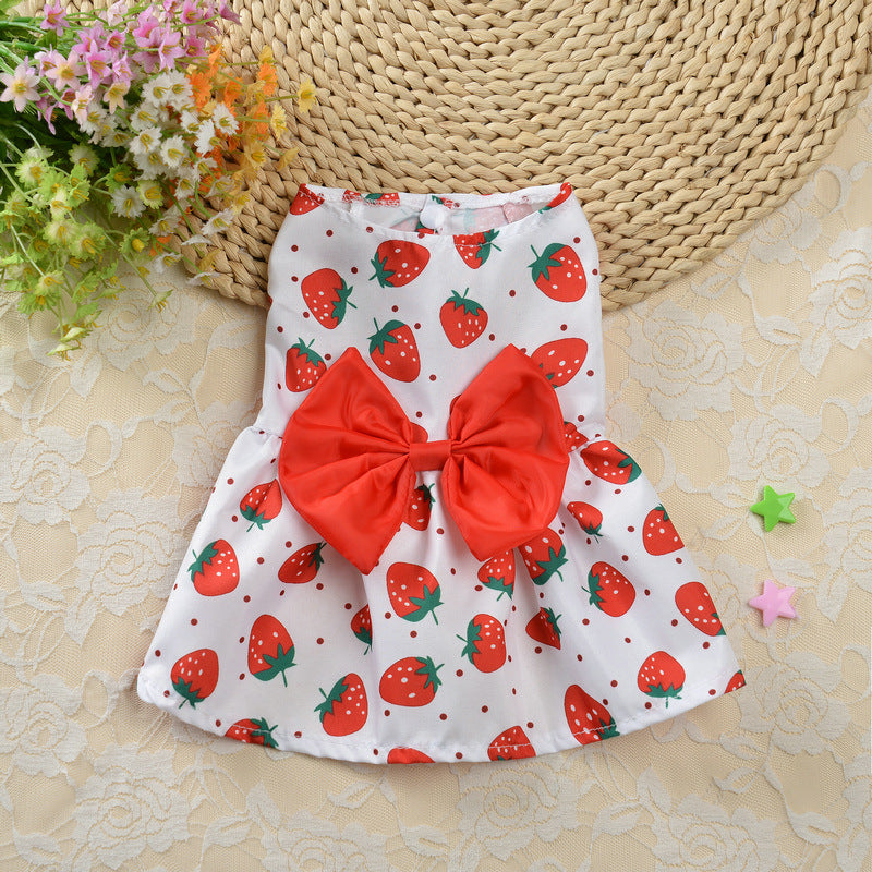 Printed Bowknot Sleeveless Dog Dress