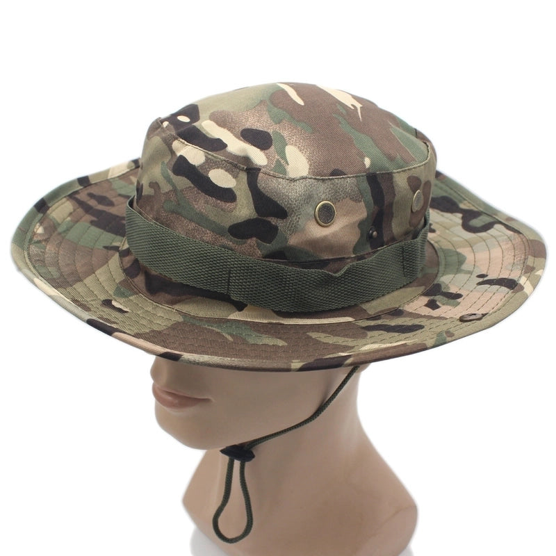Adults Casual Solid Color Camouflage Flat Eaves Bucket Hat