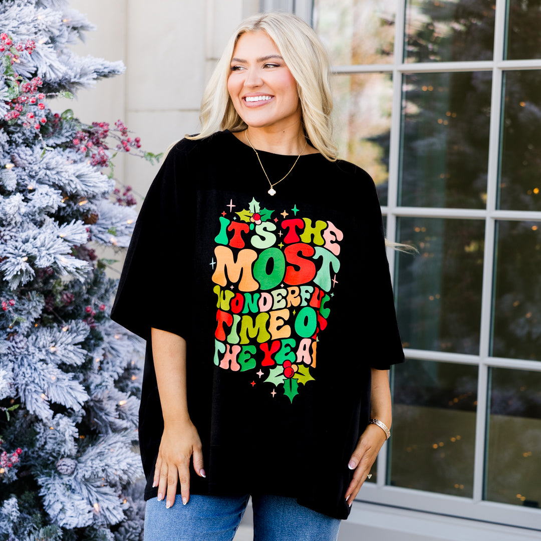 Most Wonderful Time Boyfriend Tee. Black