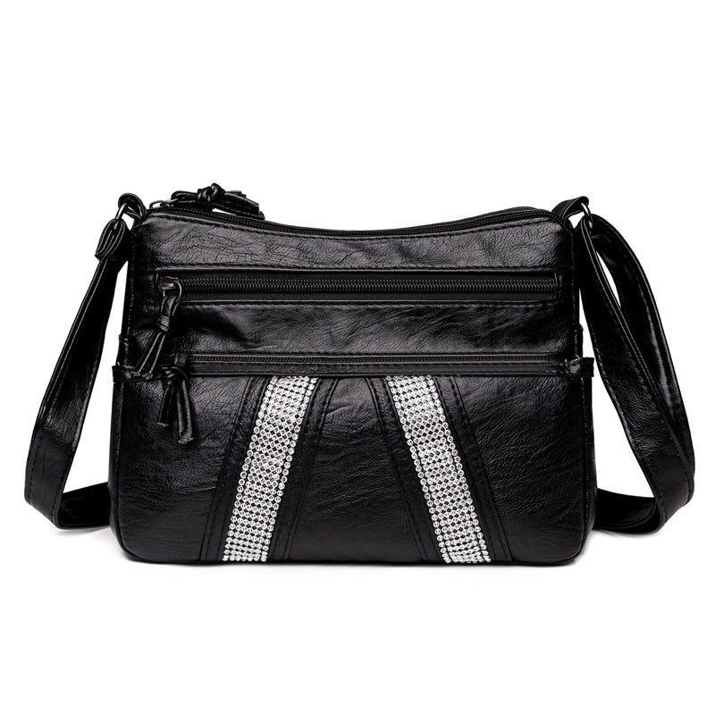 Women's Medium Pu Leather Solid Color Basic Square Zipper Shoulder Bag Crossbody Bag