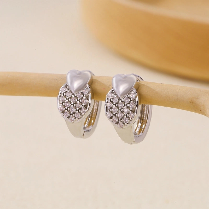 1 Pair Basic Minimalist Geometric Inlay Copper Zircon Earrings