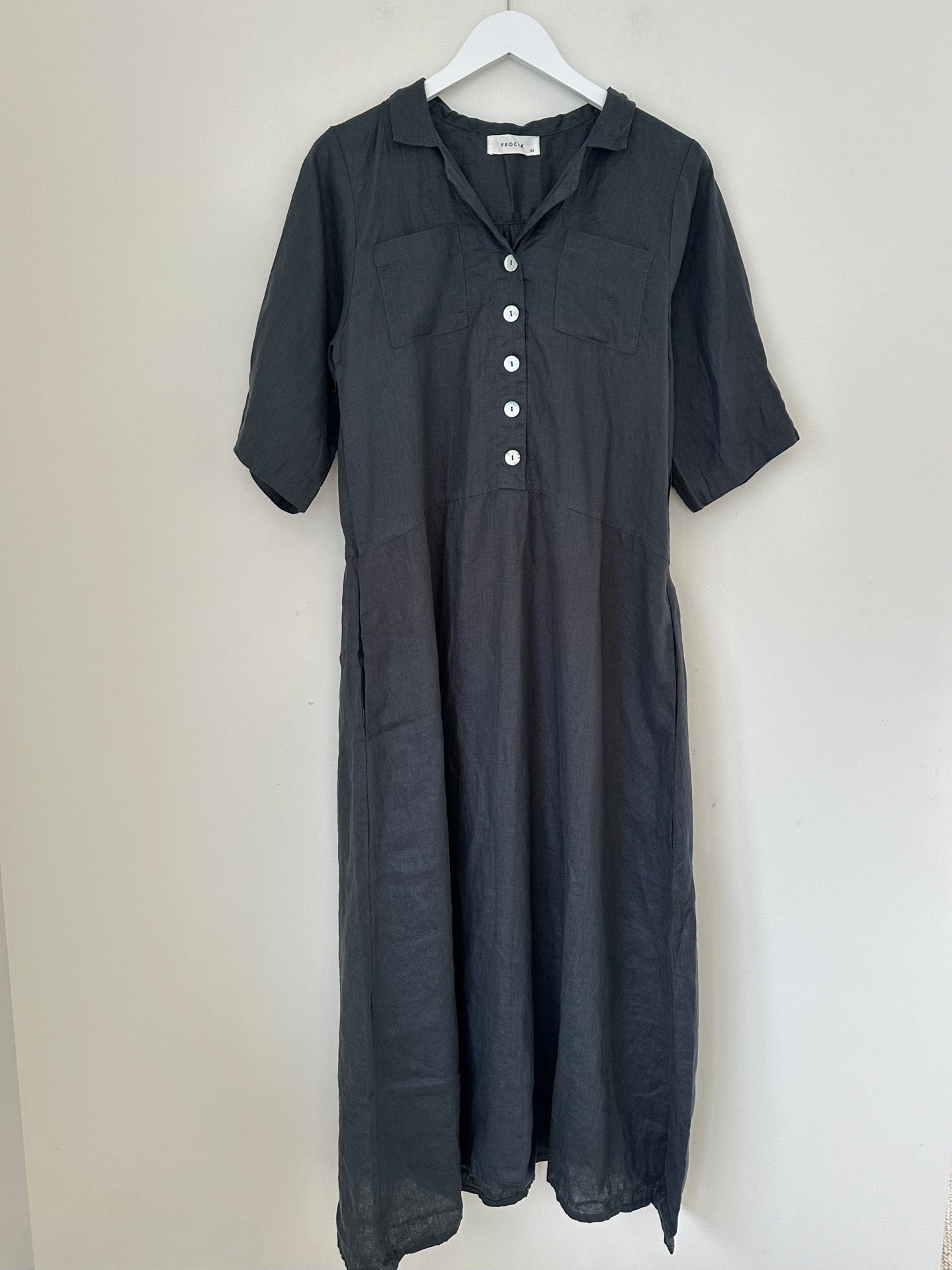 bridget dress-charcoal linen