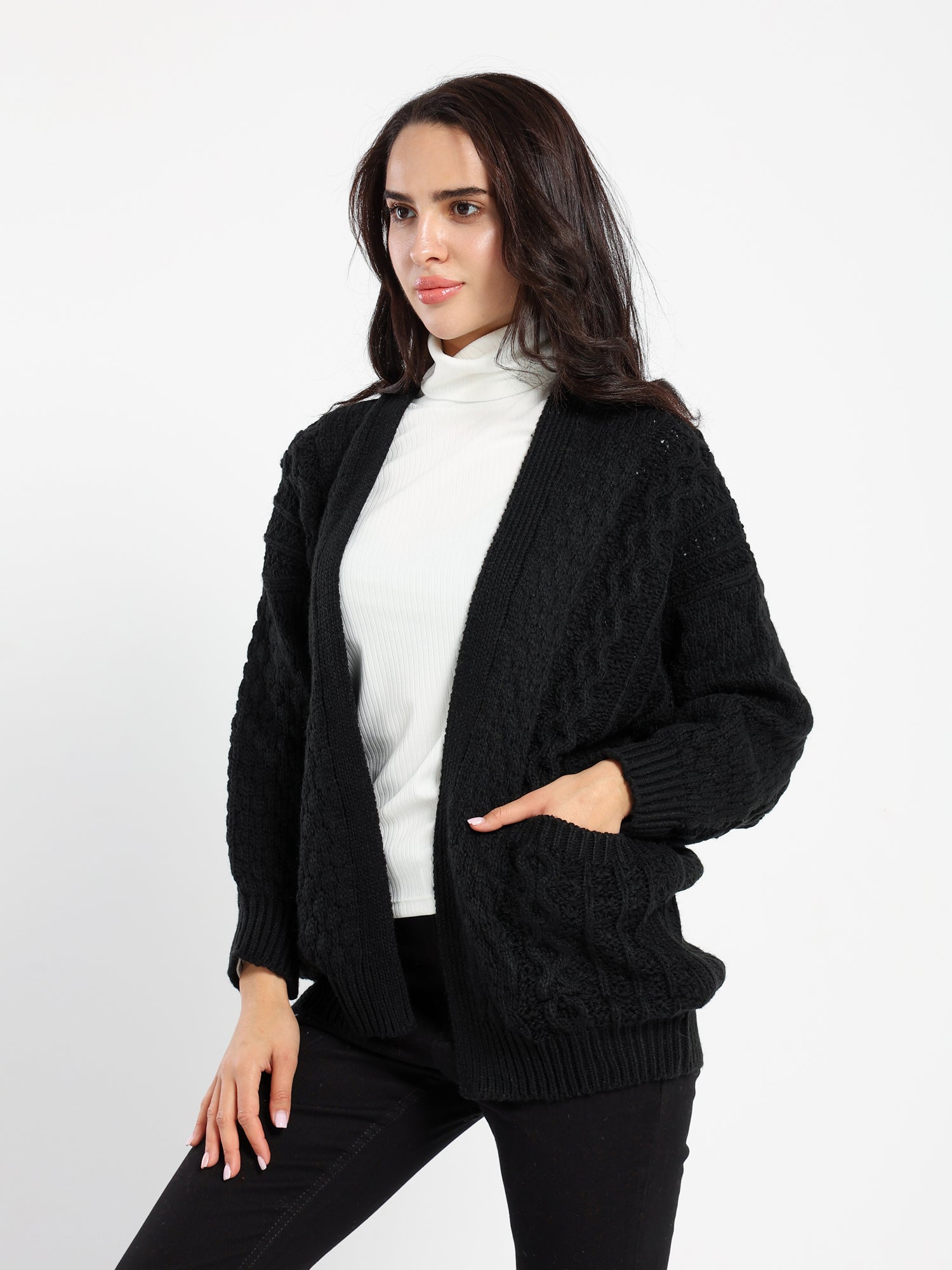 Textured Medium Length Cardigan