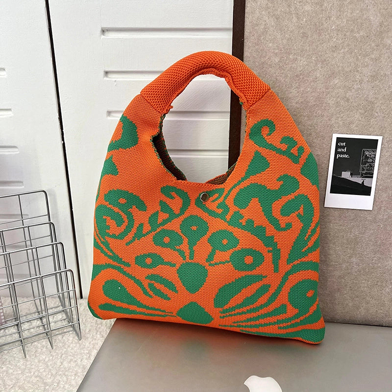 Women's Medium Polyester Printing Streetwear Dumpling Shape Buckle Handbag