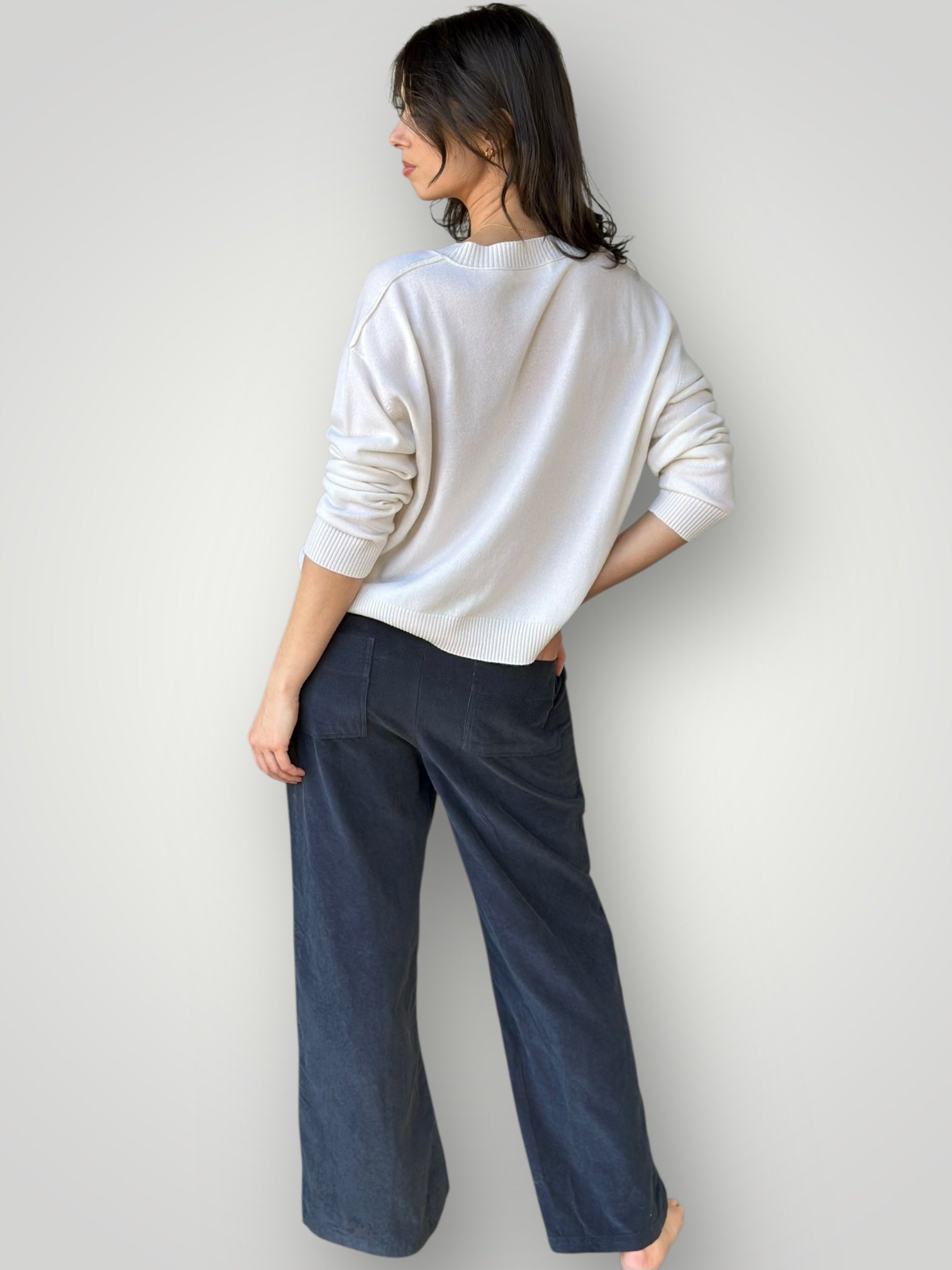 hazel wide leg pants - charcoal cord