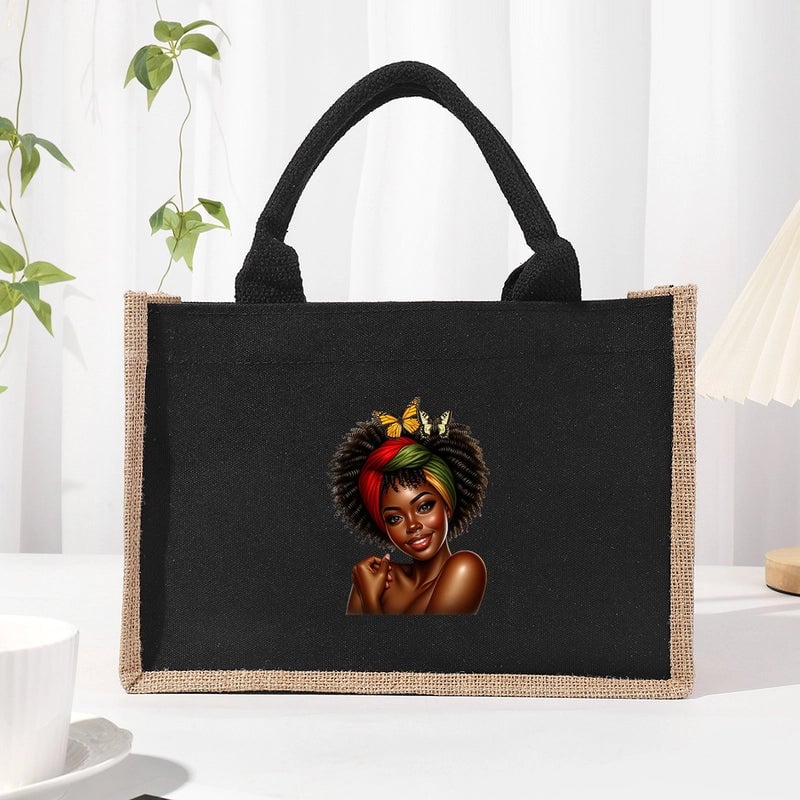 Women's Medium Canvas Letter Basic Classic Style Open Shopping Bags