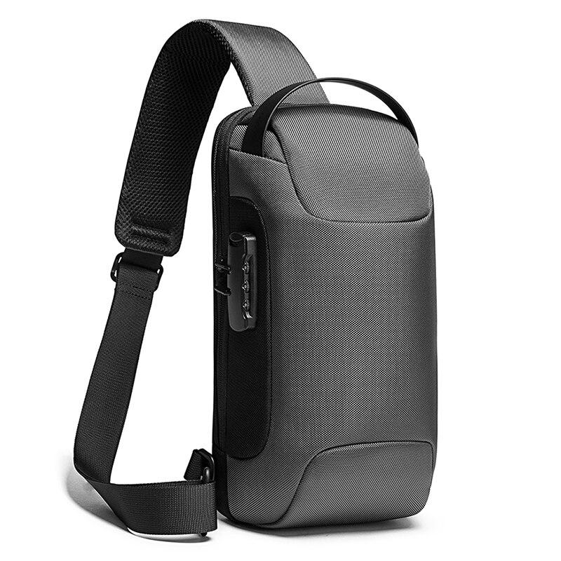 New Carbon Fiber USB charging sport sling  Anti-theft shoulder bag