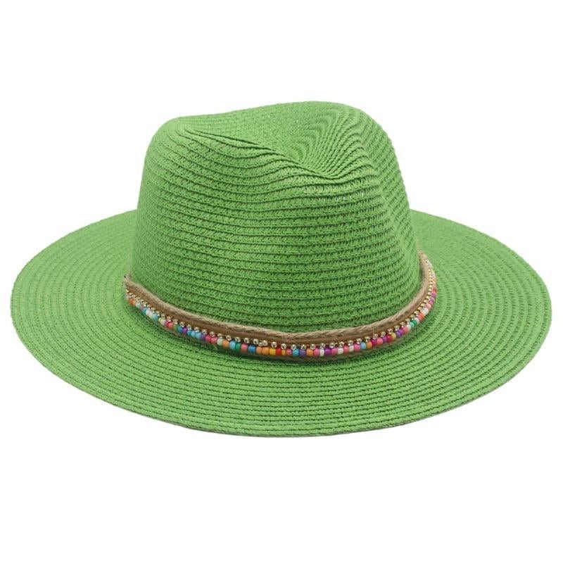Unisex Ethnic Style Colorful Beaded Big Eaves Straw Hat