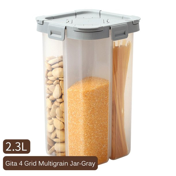 2300ml Large Capacity Food Storage Container 4 Grids Food Storage Jar Good Sealing Kitchen