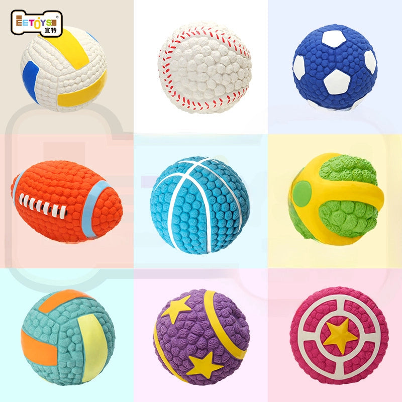 Rubber Dog Toy Football Tennis Ball Squeaky Sound Pet Toy Vibrant Color Ideal For Playtime Fun Your Furry Friend