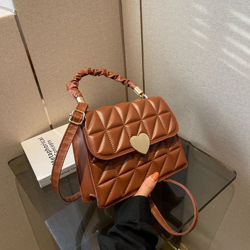 Women's Small Spring&summer Pu Leather Solid Color Fashion Square Flip Cover Handbag