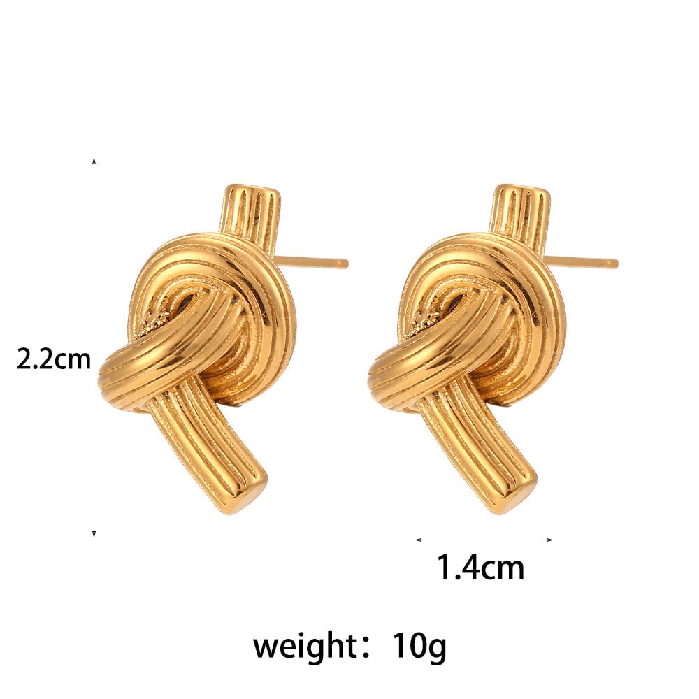 Fashion Stripe Geometric Stainless Steel 18K Gold Plated Stud Earrings