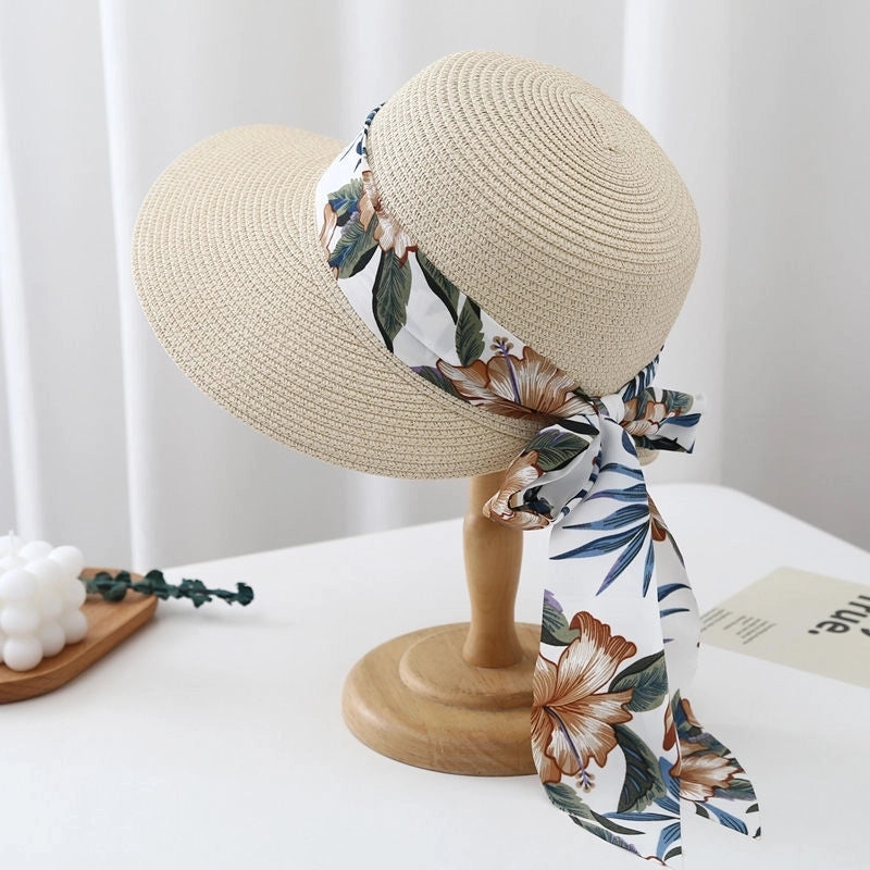 Women's Beach Color Block Patchwork Flat Eaves Sun Hat