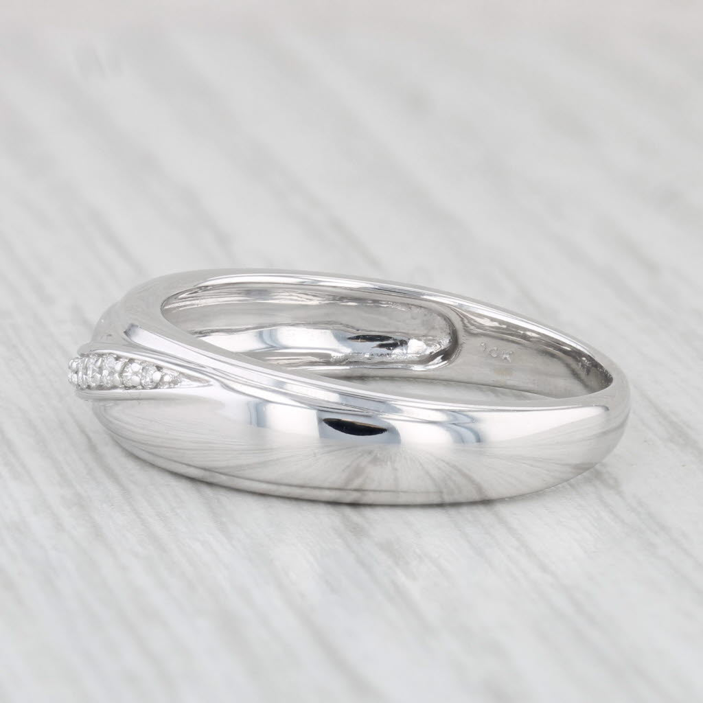 Diamond Accented Men's Wedding Band 14k White Gold Size 9.75 Ring
