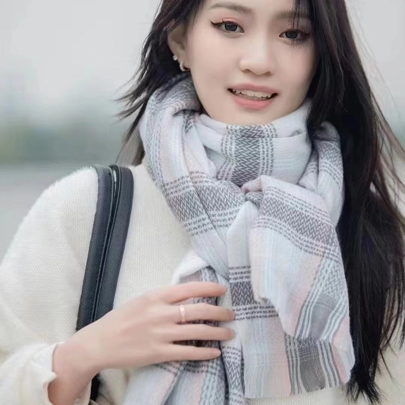 Soft Waxy Woven Plaid Cashmere Scarf Instagram Style Autumn And Winter New Arrival Retro Couple Warm Shawl Trendy