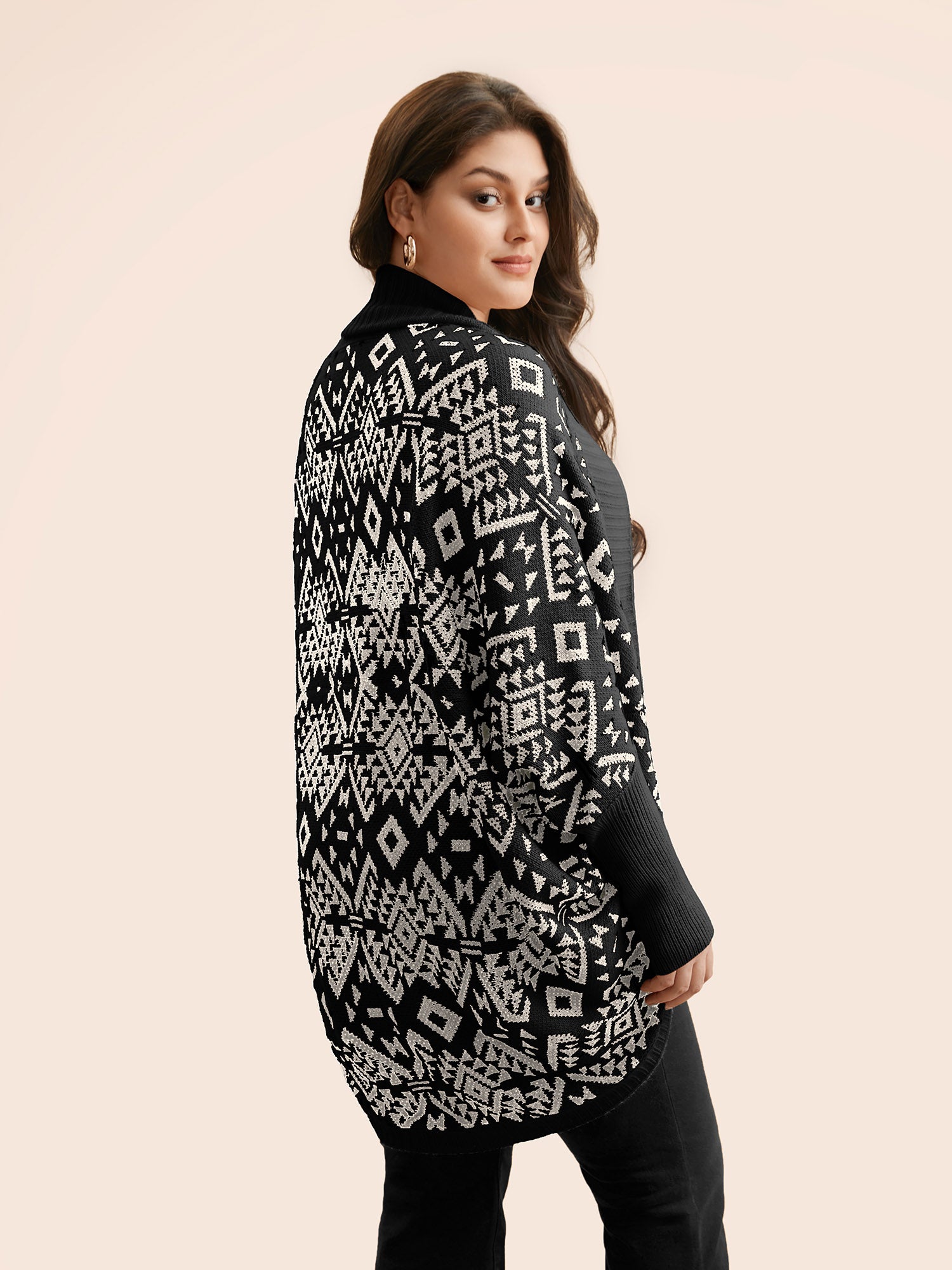 Bandana Geometric Dolman Sleeve Cardigan