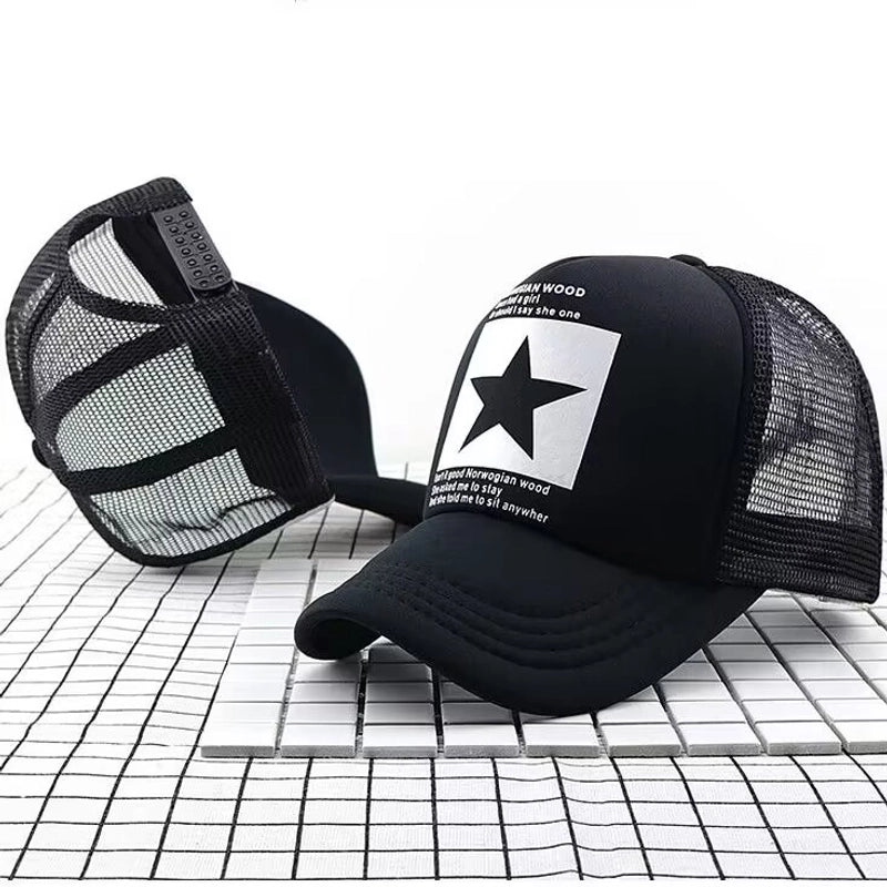 Unisex Basic Minimalist Letter Star Curved Eaves Baseball Cap