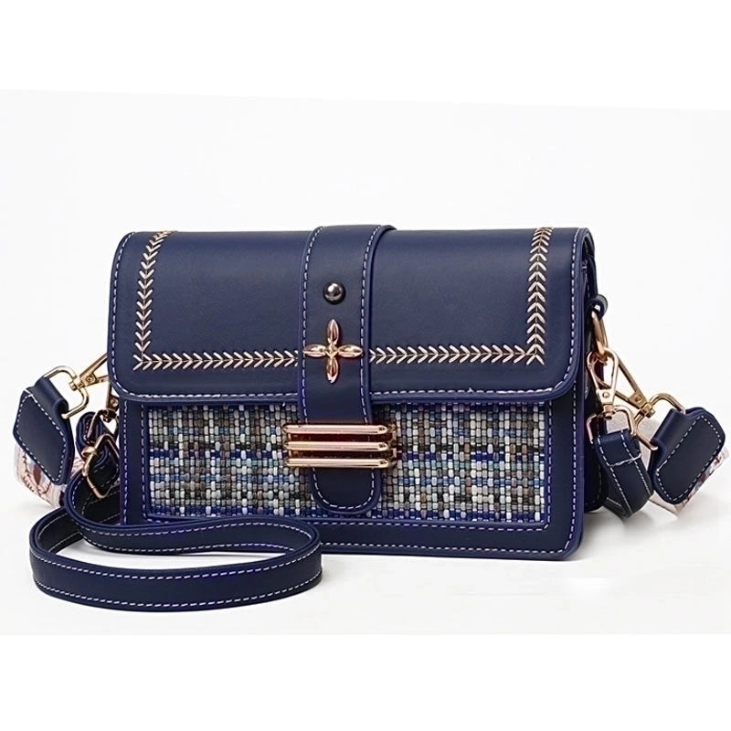 Women's Small Pu Leather Color Block Preppy Style Classic Style Square Flip Cover Shoulder Bag