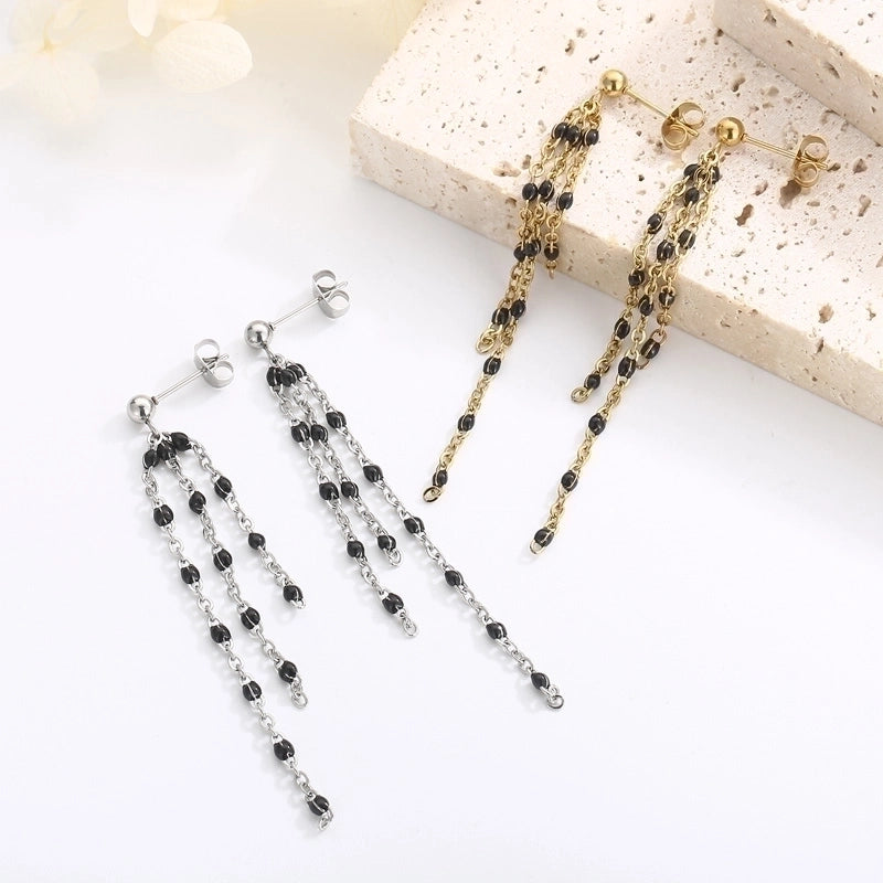 1 Pair Modern Style Tassel Plating Chain Stainless Steel 18K Gold Plated Drop Earrings