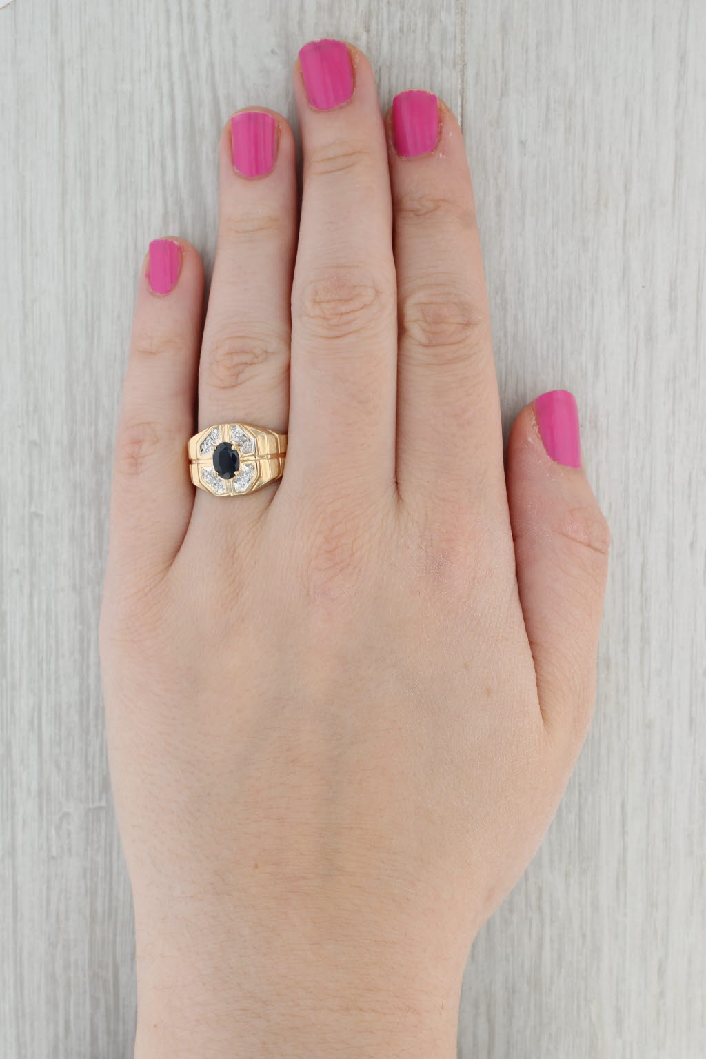 1.05ctw Blue Sapphire Diamond Ring 10k Yellow Gold Size 9.75