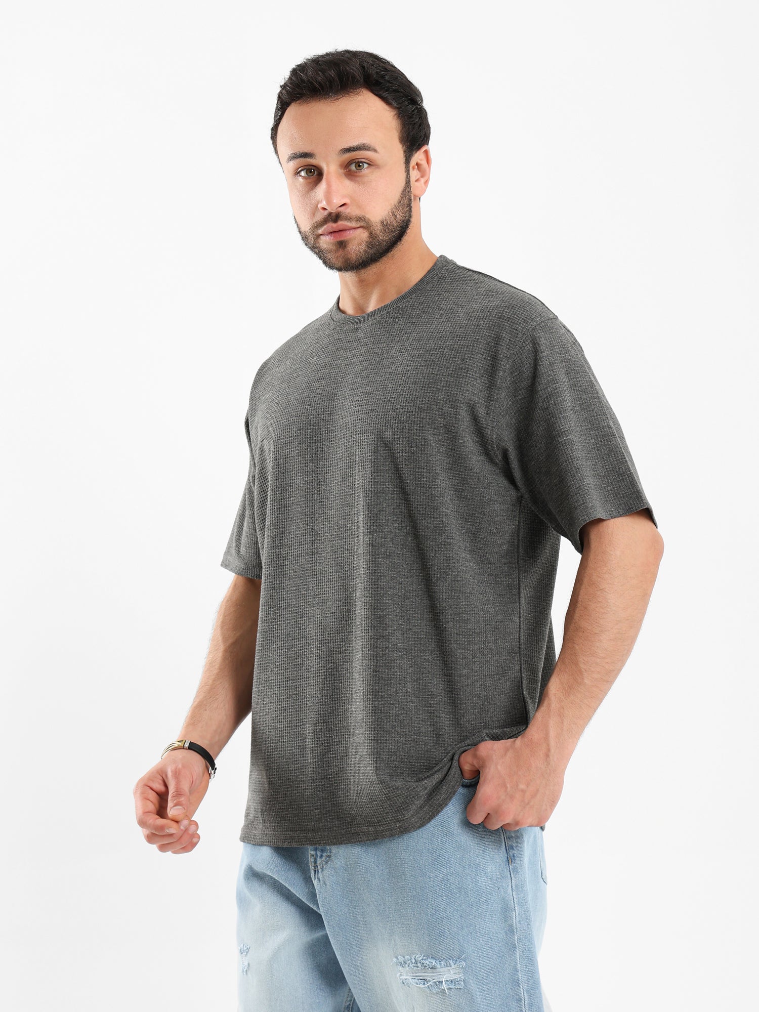 Waffle Knit Oversized T Shirt