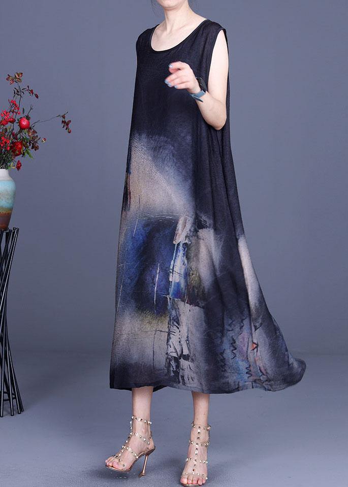 Elegant Black Print Silk Cardigans Braces Skirt Two Pieces Set
