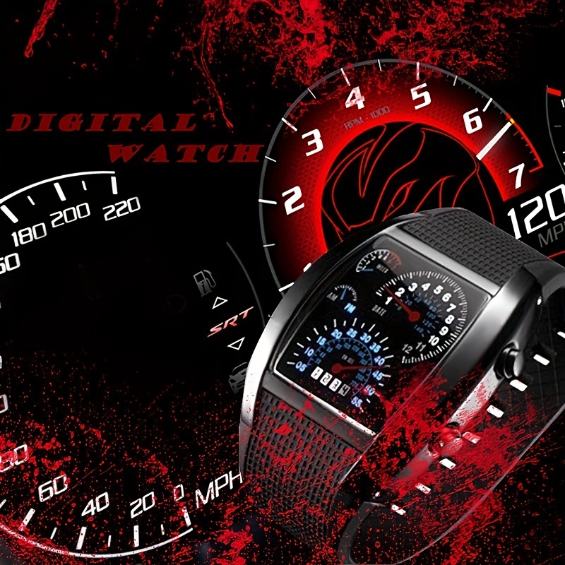 1pc Foreign Trade Cross-border Led Electronic Explosive Aviation Watch Men's Square Sports Dashboard Creative Watch