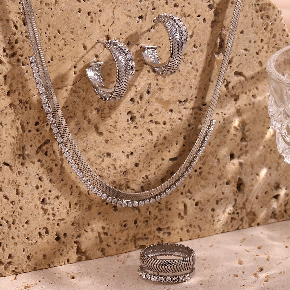 Fashion Stripe Circle Geometric Stainless Steel Electroplating Necklaces