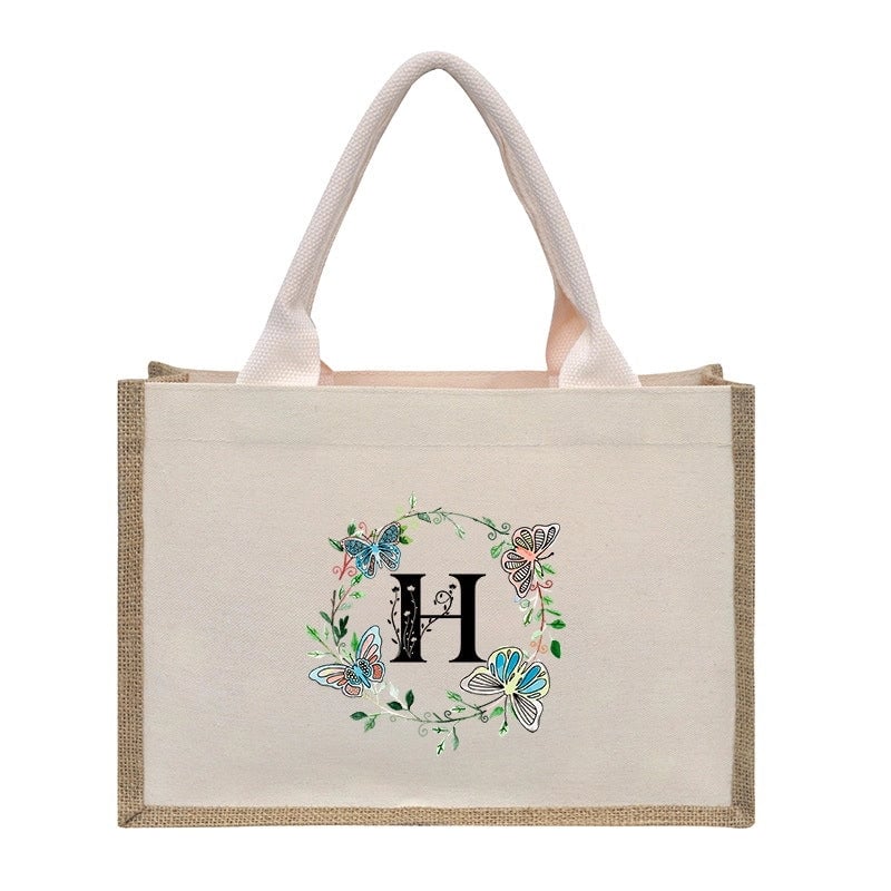 Women's Medium Canvas Letter Basic Classic Style Open Shopping Bags