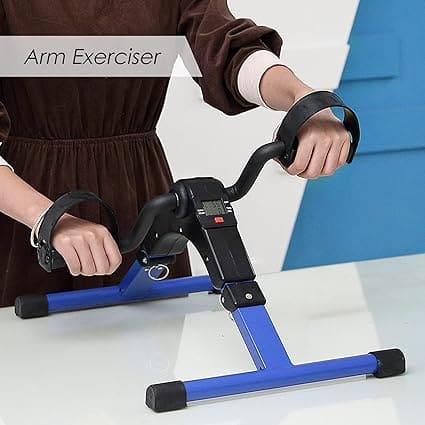 FOLDING PEDAL EXERCISER, MINI ARM LEG UNDER DESK EXERCISE BIKE FOOT HAND PEDDLER MACHINE