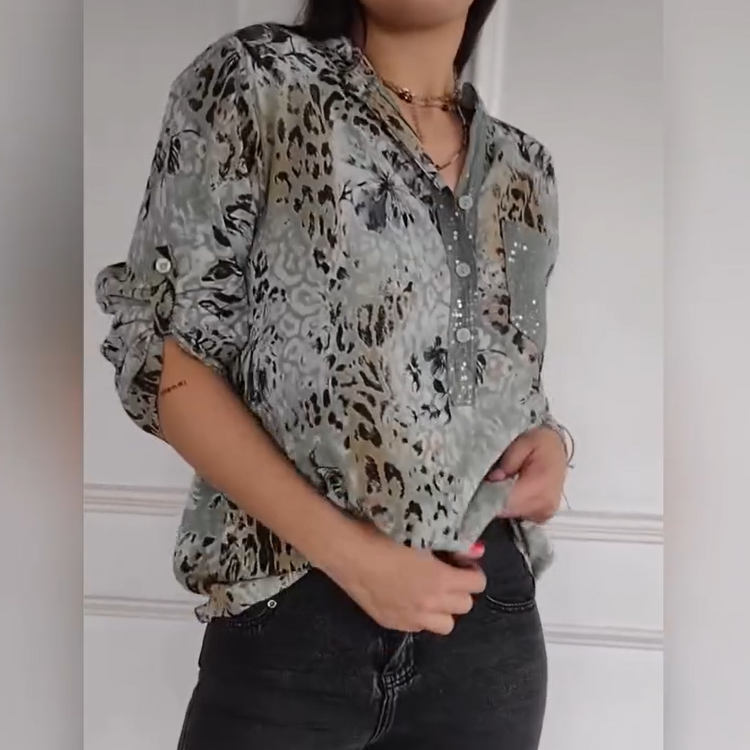 💥Hot Sales-49% OFF🍃Women's Casual Half Button Printed Shirt