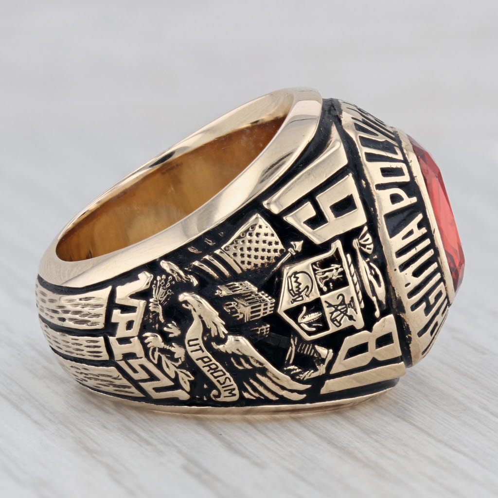 Virginia Polytechnic University Class Ring 10k Gold Lab Created Sapphire Diamond