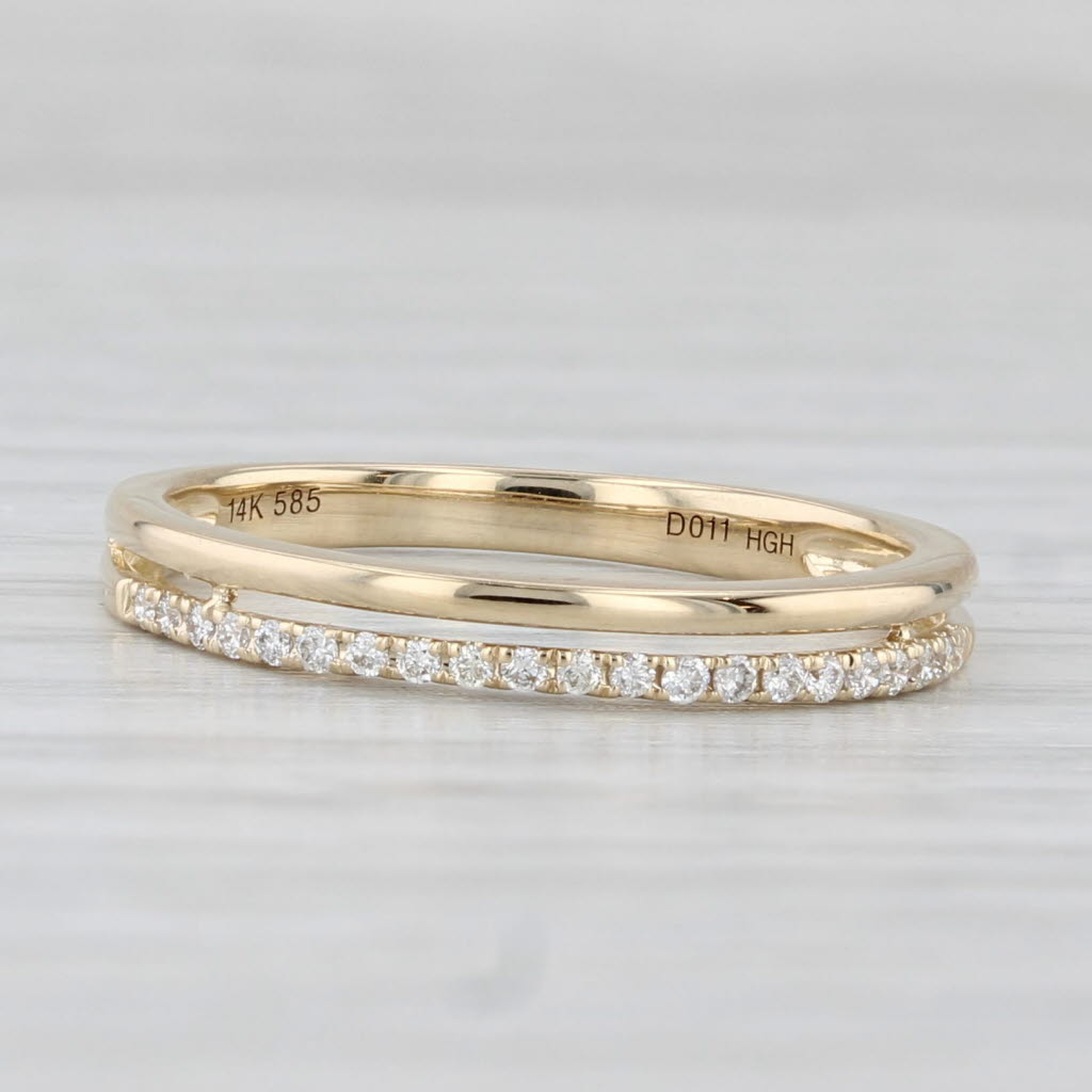 New 0.11ctw Diamond Wedding Band 14k Gold Stackable Anniversary Ring Size 6.5