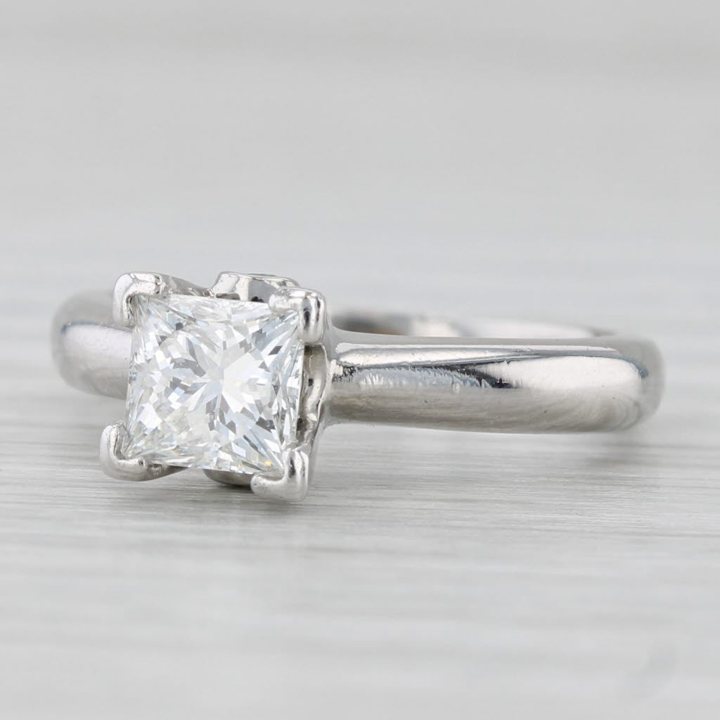 1.04ct Princess Diamond Engagement Ring 18k Gold Platinum Size 5.5-5.75