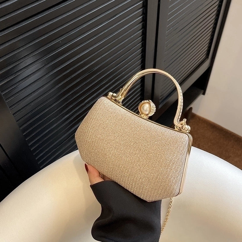 Black Purple Silver Pu Leather Solid Color Square Evening Bags