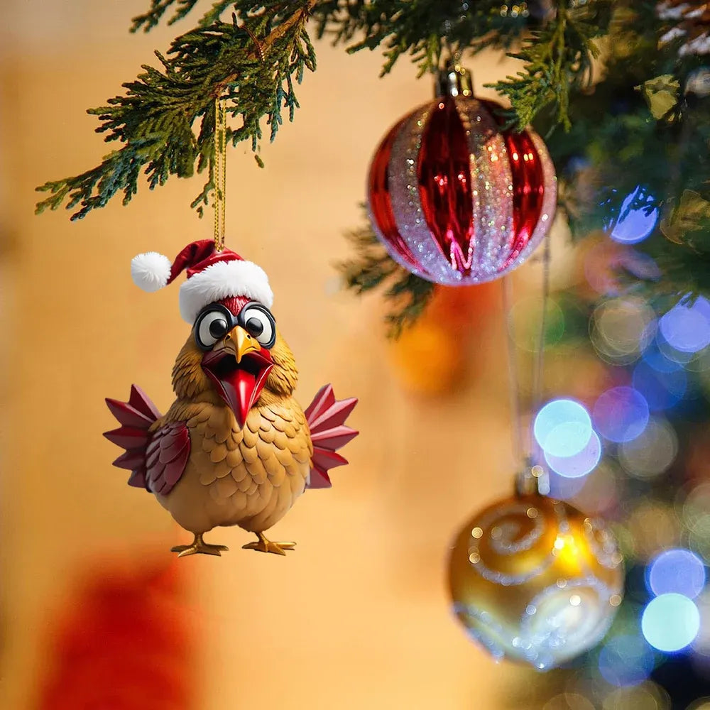 🎄12 Stuks🐓Kerstmuts kippen decoratie✨