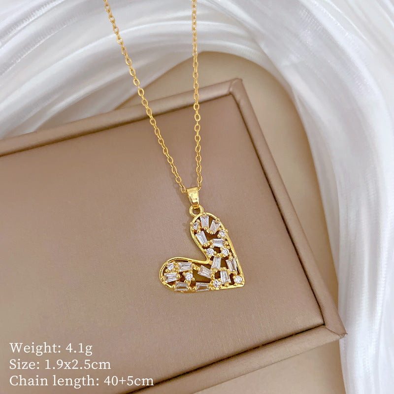 Copper Micro-Inlaid Necklace For Women Copper Micro-Inlaid Real Gold Electroplating Simple Ins Exquisite Clavicle Chain Neck Chain