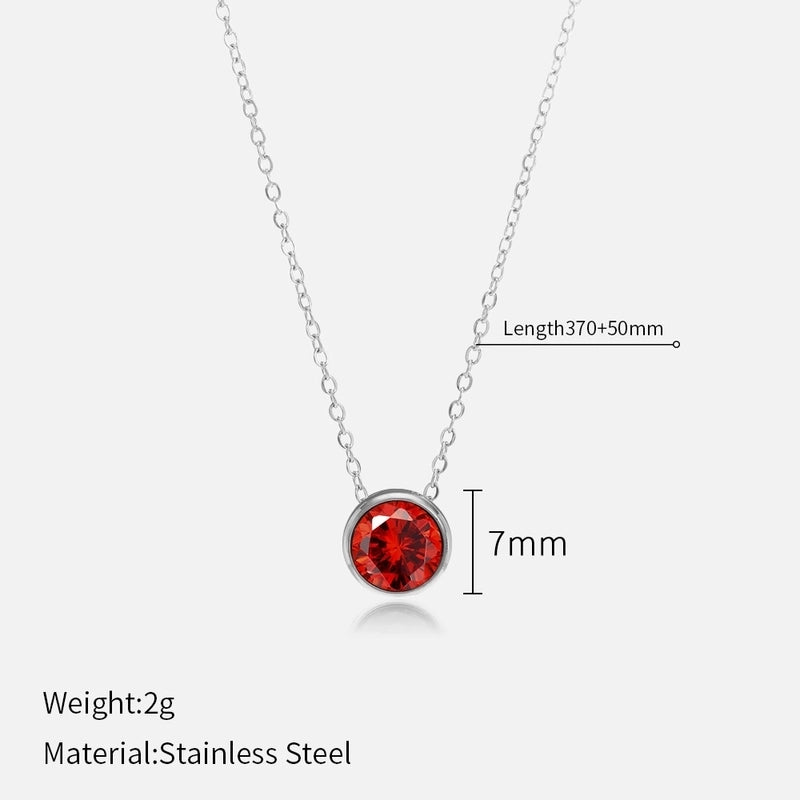 Minimalist Round 304 Stainless Steel Rhinestones Plating Stainless Steel Necklaces