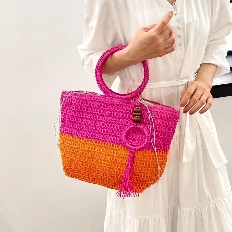 Women's Medium All Seasons Straw Streetwear Handbag