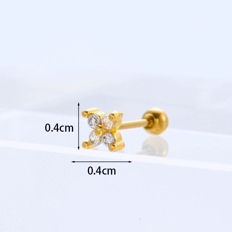 Ear Cartilage Rings & Studs Fashion Geometric Copper Plating Artificial Gemstones
