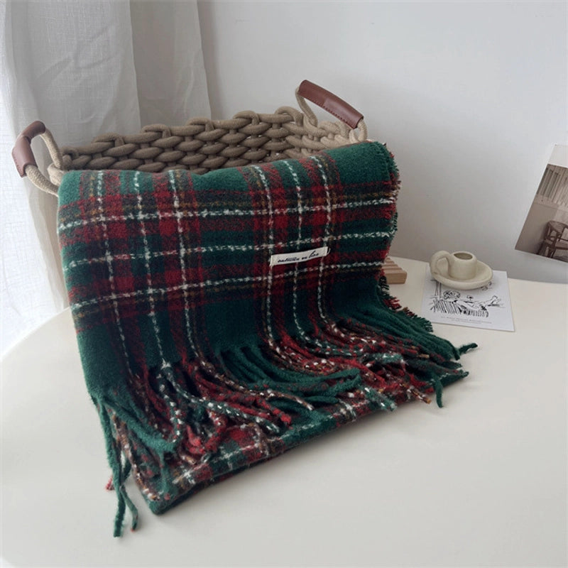 Women's Elegant Plaid Imitation Cashmere Polyester Scarf