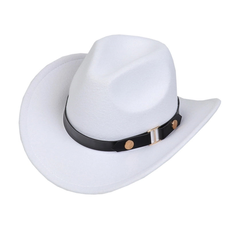 Tibetan Western Denim Top Hat Spring And Autumn New Jazz Hat Big Brim Five-pointed Star Belt Accessories Felt Hat For Men And Women