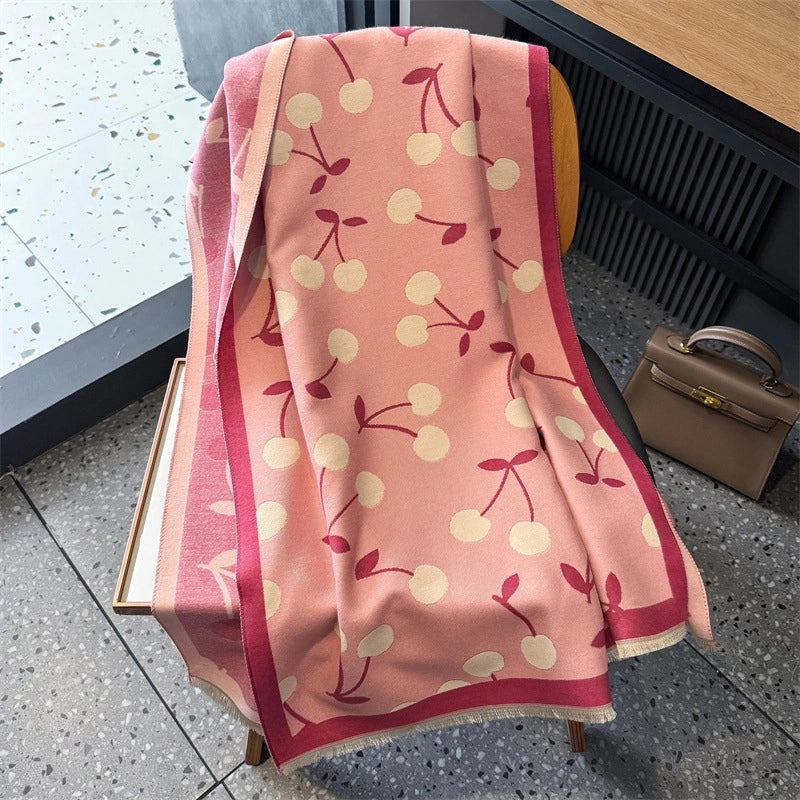 Women's Sweet Cherry Imitation Cashmere Scarf