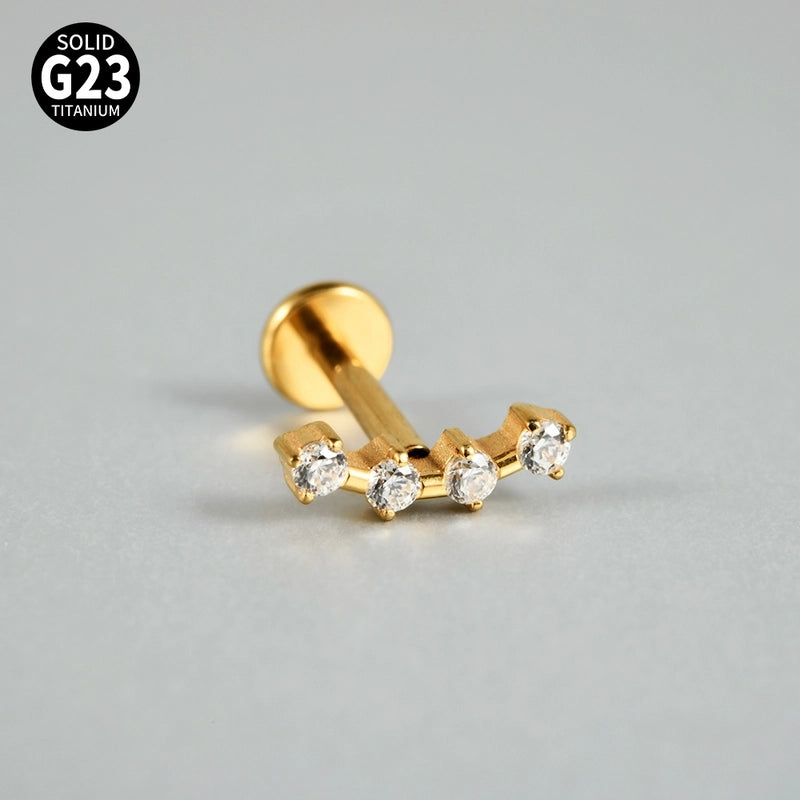 1 Piece Ear Cartilage Rings & Studs Casual Hip-Hop Snake Butterfly G23 Titanium Alloy Inlay Zircon 18K Gold Plated Lip Rings Ear Cartilage Rings & Studs