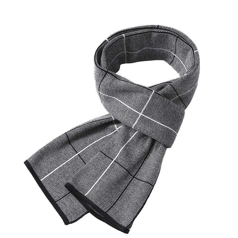 Men's Scarf Winter Warm Plaid Thickened Business Knitted Cashmere Thick Scarf Fashionable Scarf